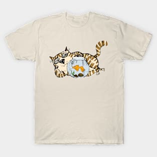 Cat and Goldfish Funny Cat T-Shirt